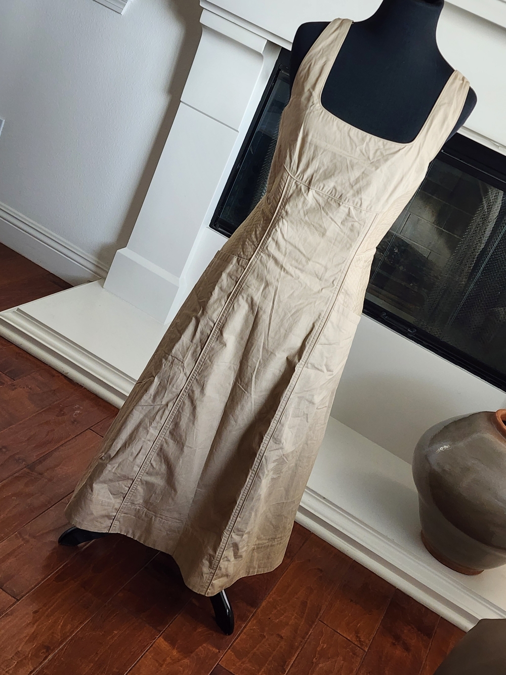 Banana Republic Beige Square-Neck Midi Dress
